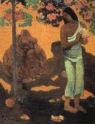 Paul Gauguin Woman Holding Flowers oil painting artist